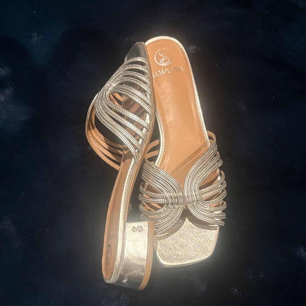 Sam and LibbyMetallic Silver Strappy Mule Sandals - Picture 3 of 3